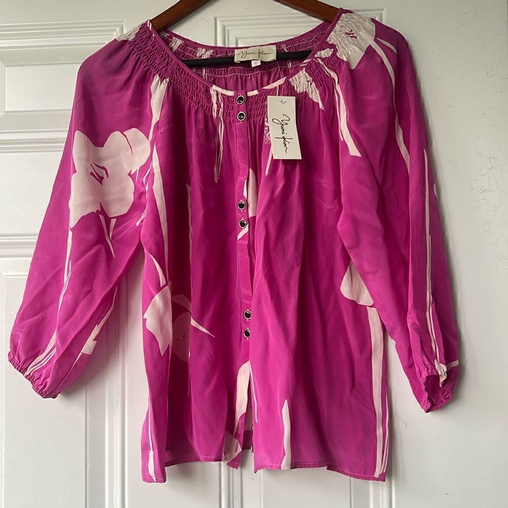 Yumi Kim 100% Silk Shirt - Size Small - BRAND NEW - NWT Pink 3/4 Sleeve Shirt